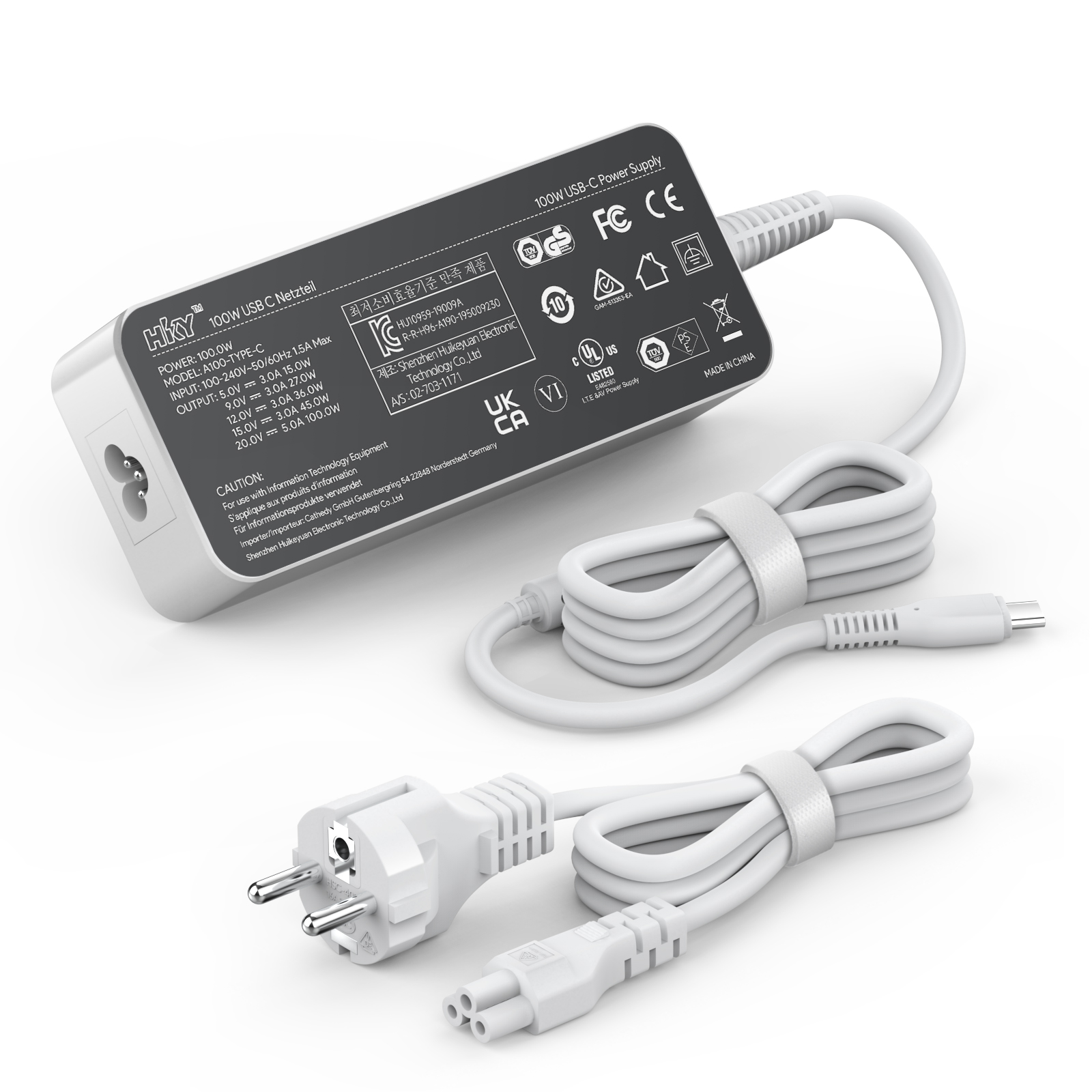 100W USB C PD Power Supply White Color