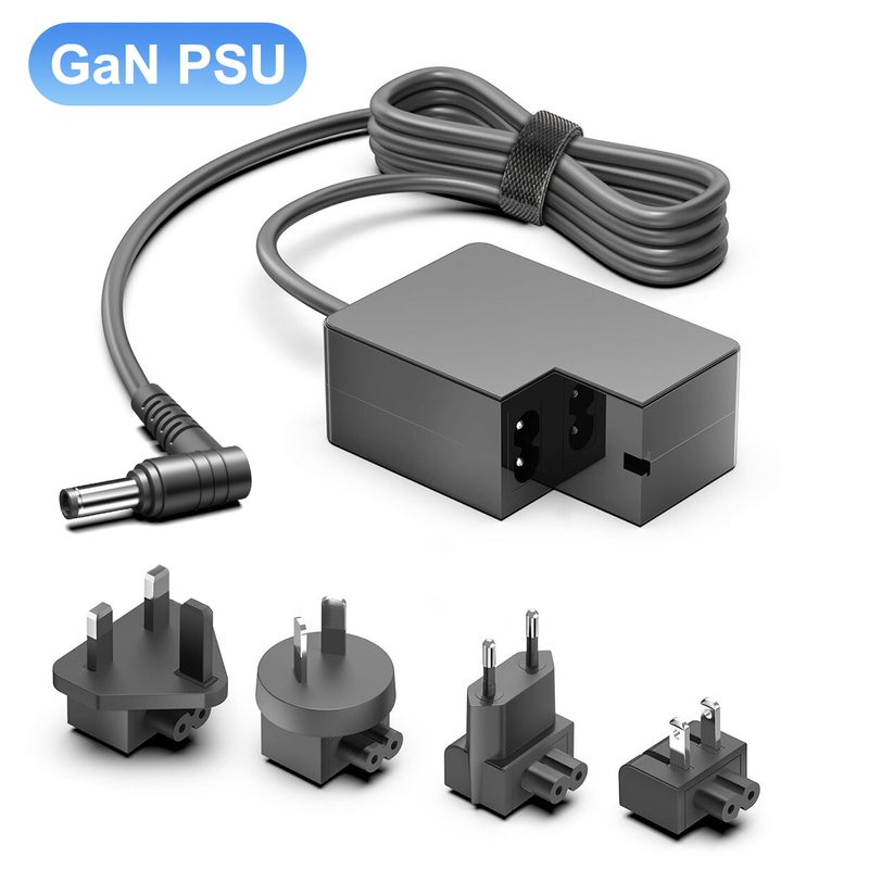 Smart GaN 12-48V 144W Max power adapter with universal plugs 