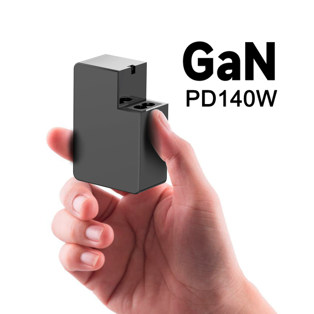 Desktop GaN 140W USB C PD power adapter with 4 interchangeable plugs