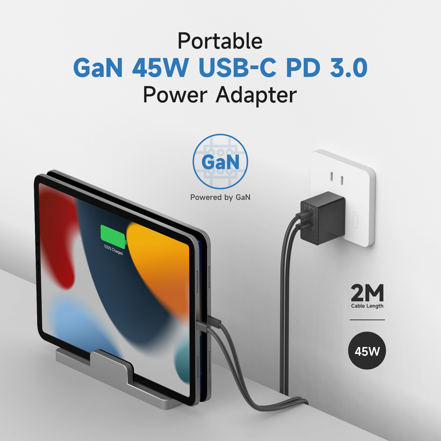Multiple Plug Universal GaN 45W USB Type-C PD3.0 With 2 ports Charger 