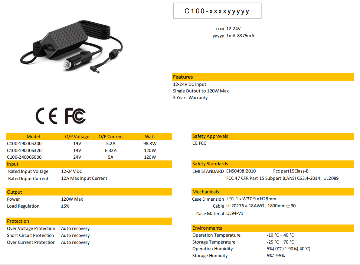 C100 120W Specification