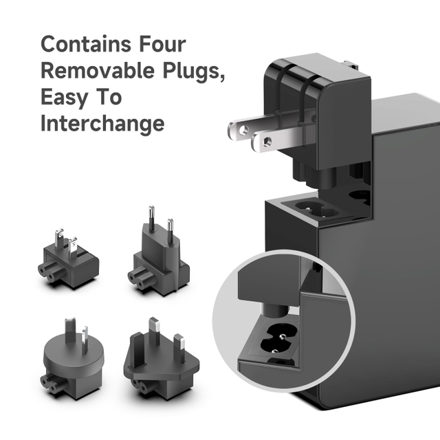 Universal 100W Power Adapter with Built in USB C Cable