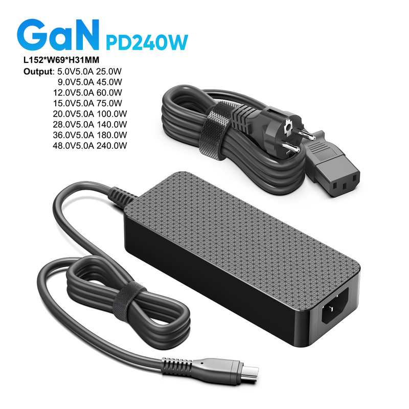  Medical 240W USB C PD Power Adapter wth Detachable USB C Cable